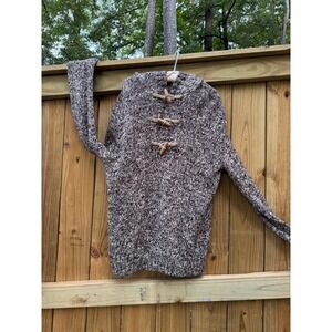 Polo Ralph Lauren 90s Wood Toggle Button Hooded Brown Sweater Grandpa Men's L